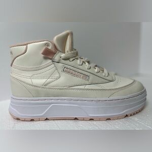 Reebok Club C Geo Mid Platform High Top Sneakers Chalk Pink Shoes Kicks 8.5